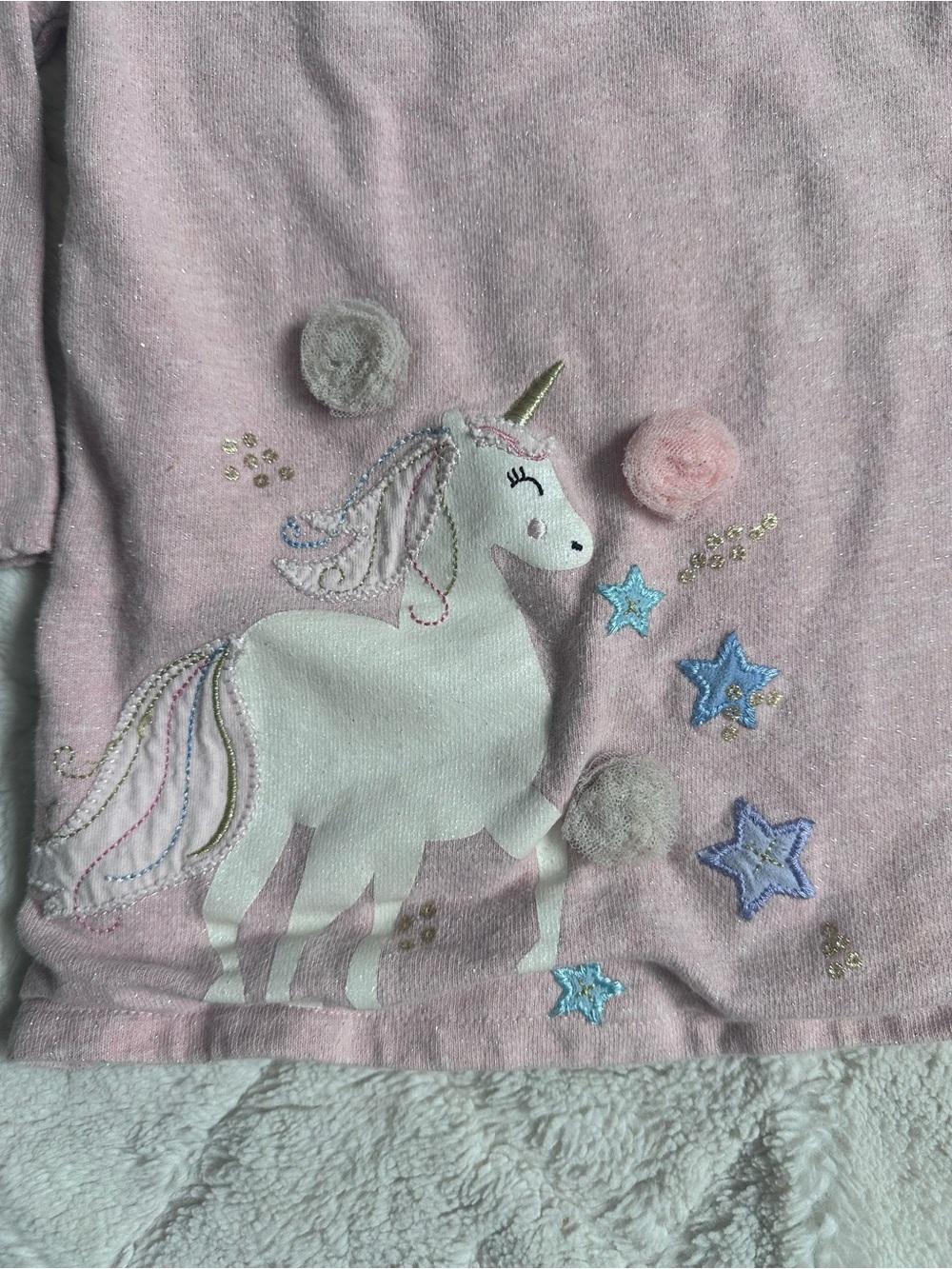 Mudpie | Pink and Cream Unicorn Raglan Dress | Size 2T - Picture 5 of 14